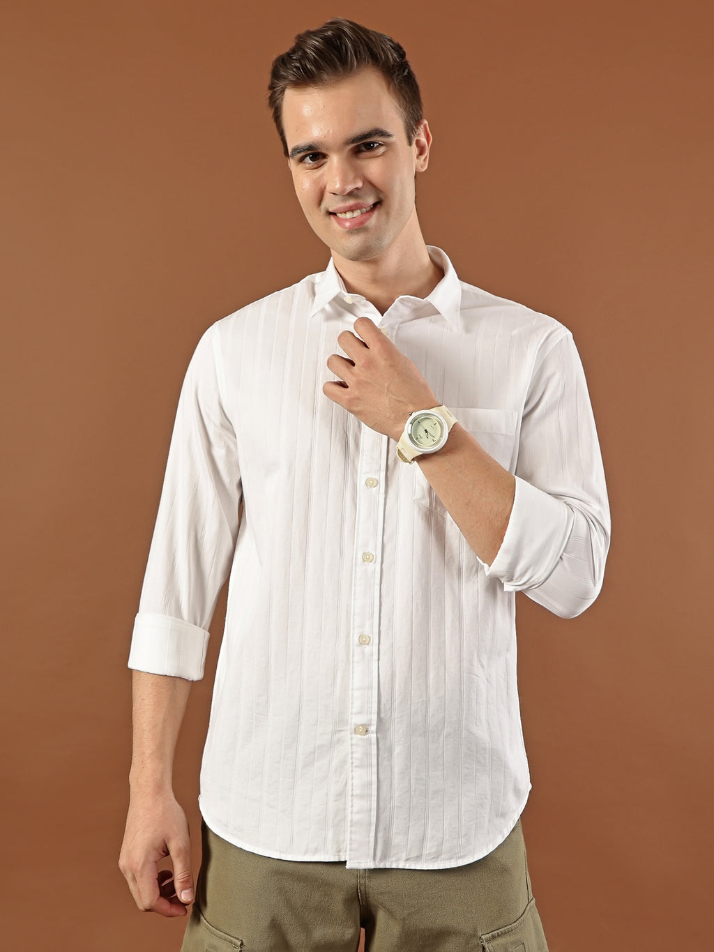 Striped Cotton Shirt – Classic White
