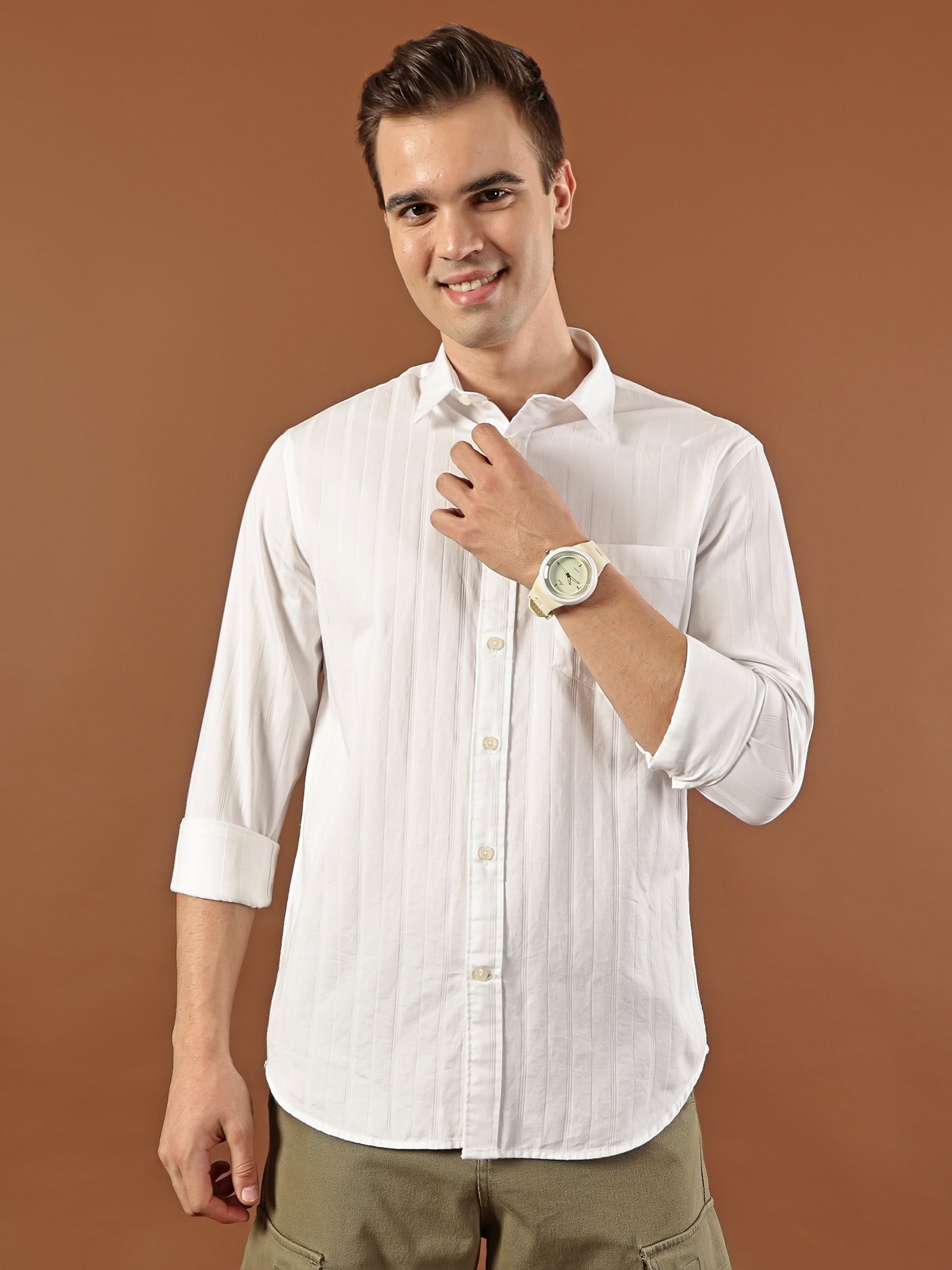 Striped Cotton Shirt – Classic White