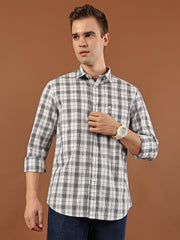 Classic Check Cotton Shirt – White & Black