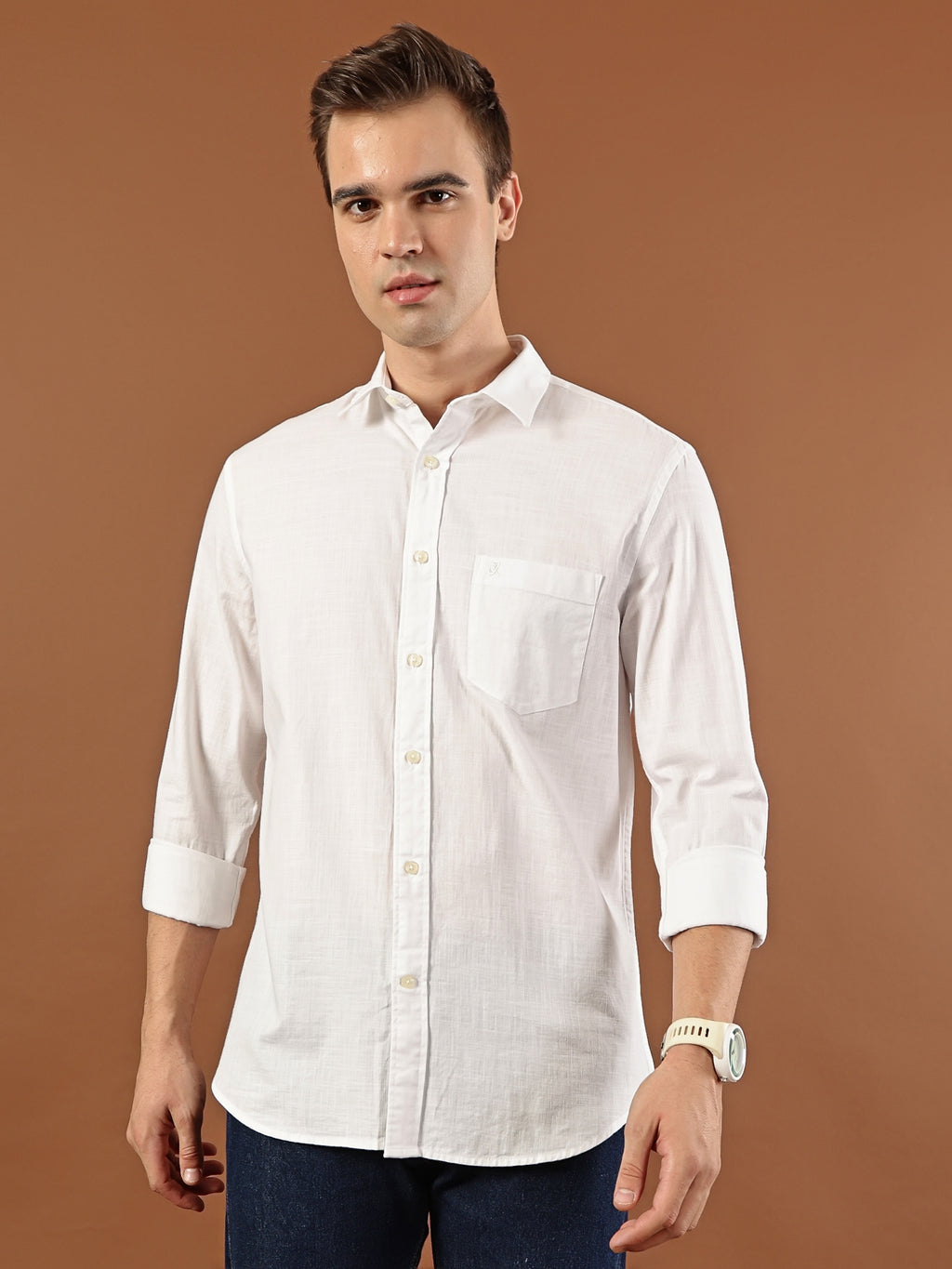 Solid Cotton Shirt – Classic White