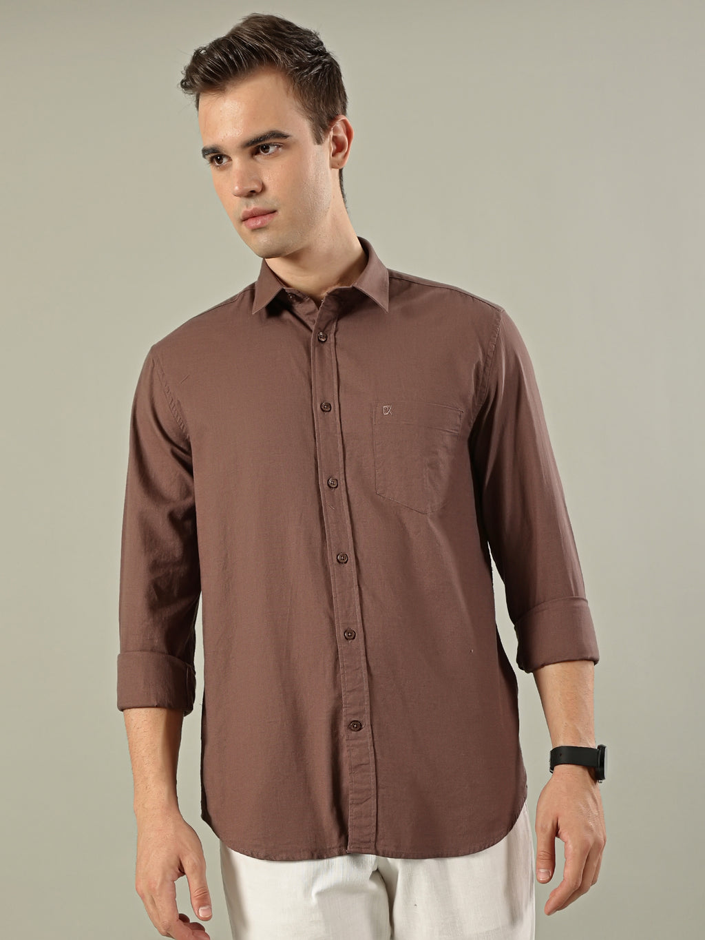 Solid Cotton Shirt – Earth Brown