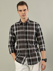Classic Check Cotton Shirt – Brown & Black