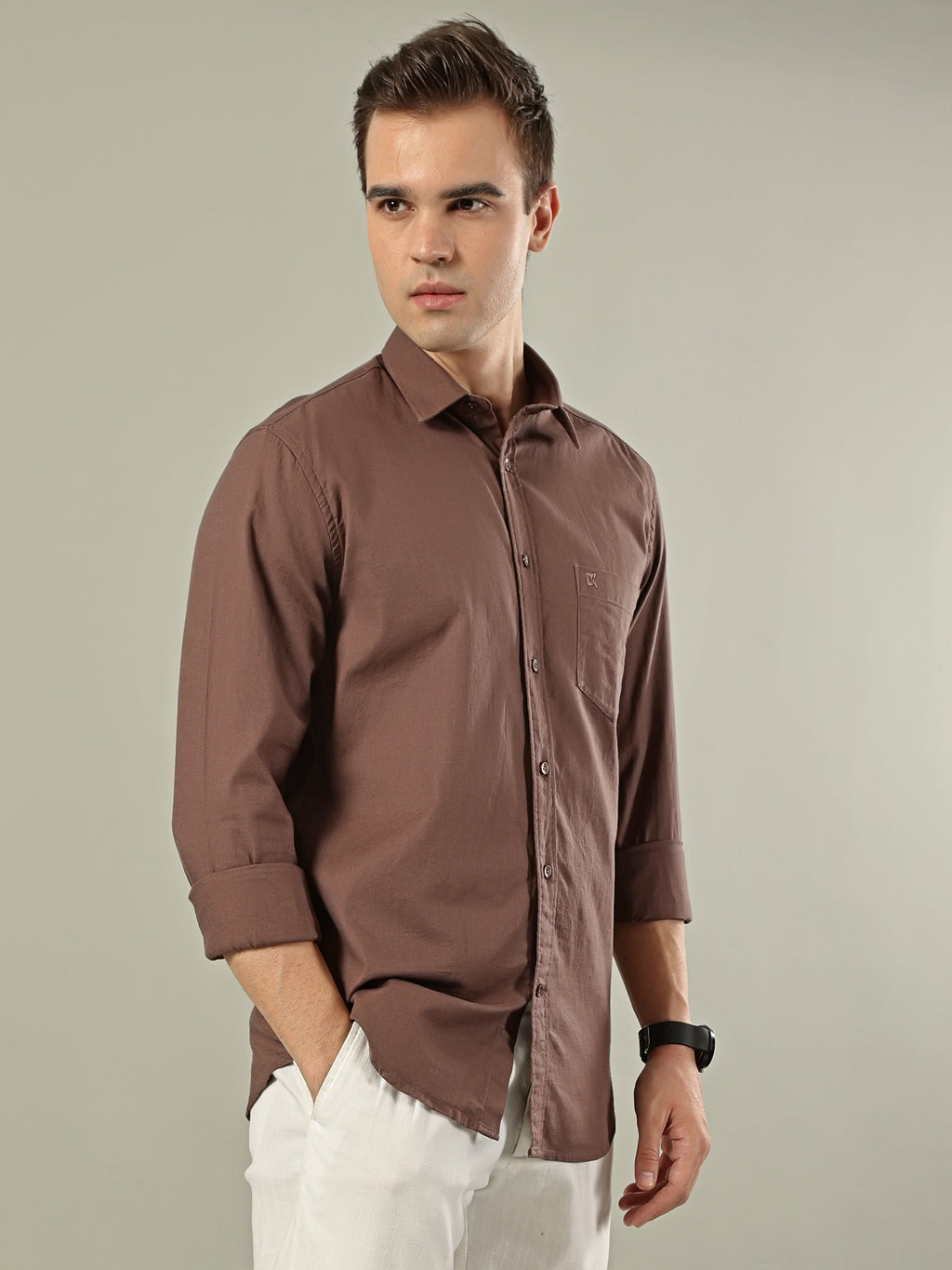 Solid Cotton Shirt – Earth Brown