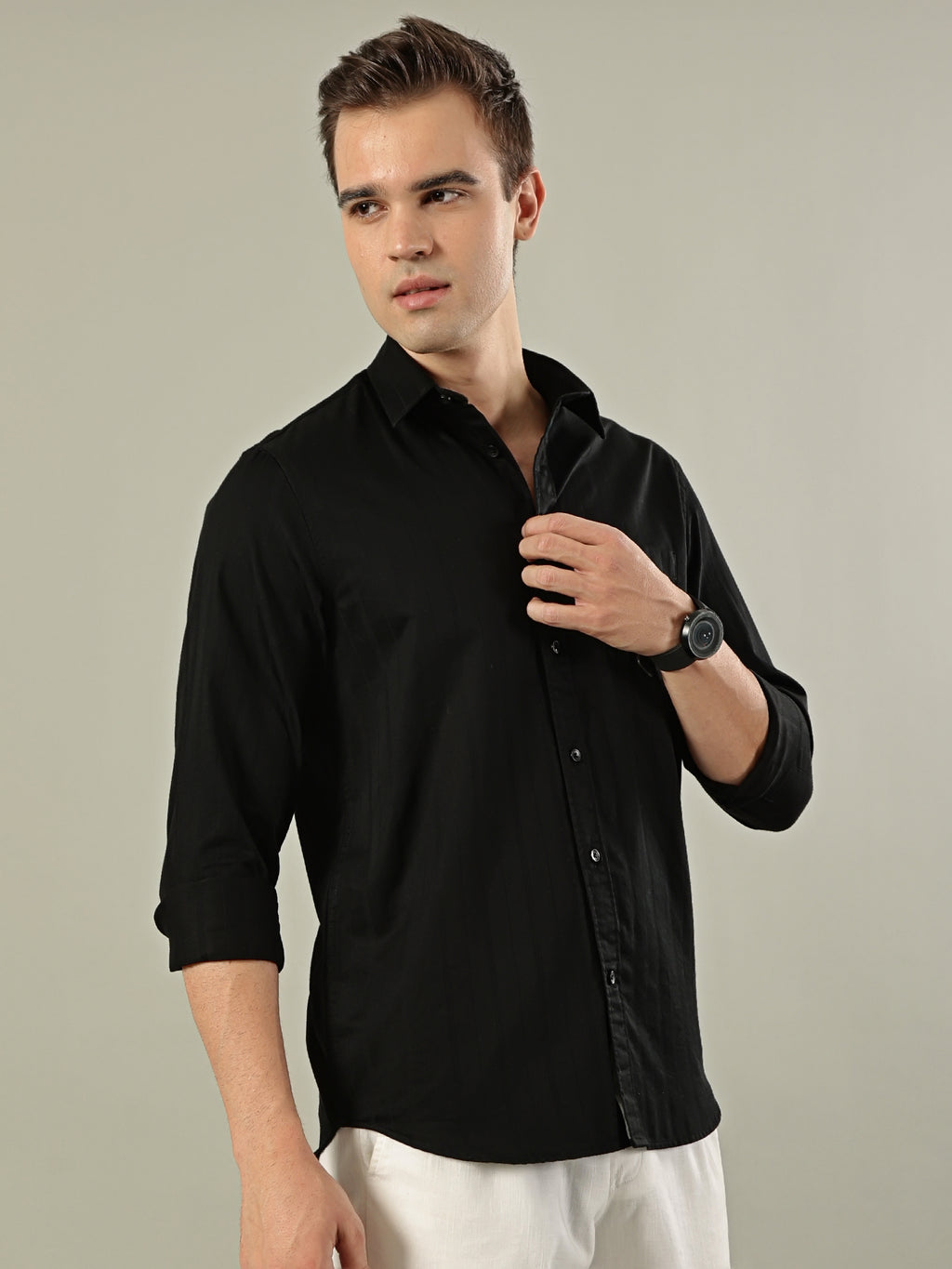 Striped Cotton Shirt – Classic Black