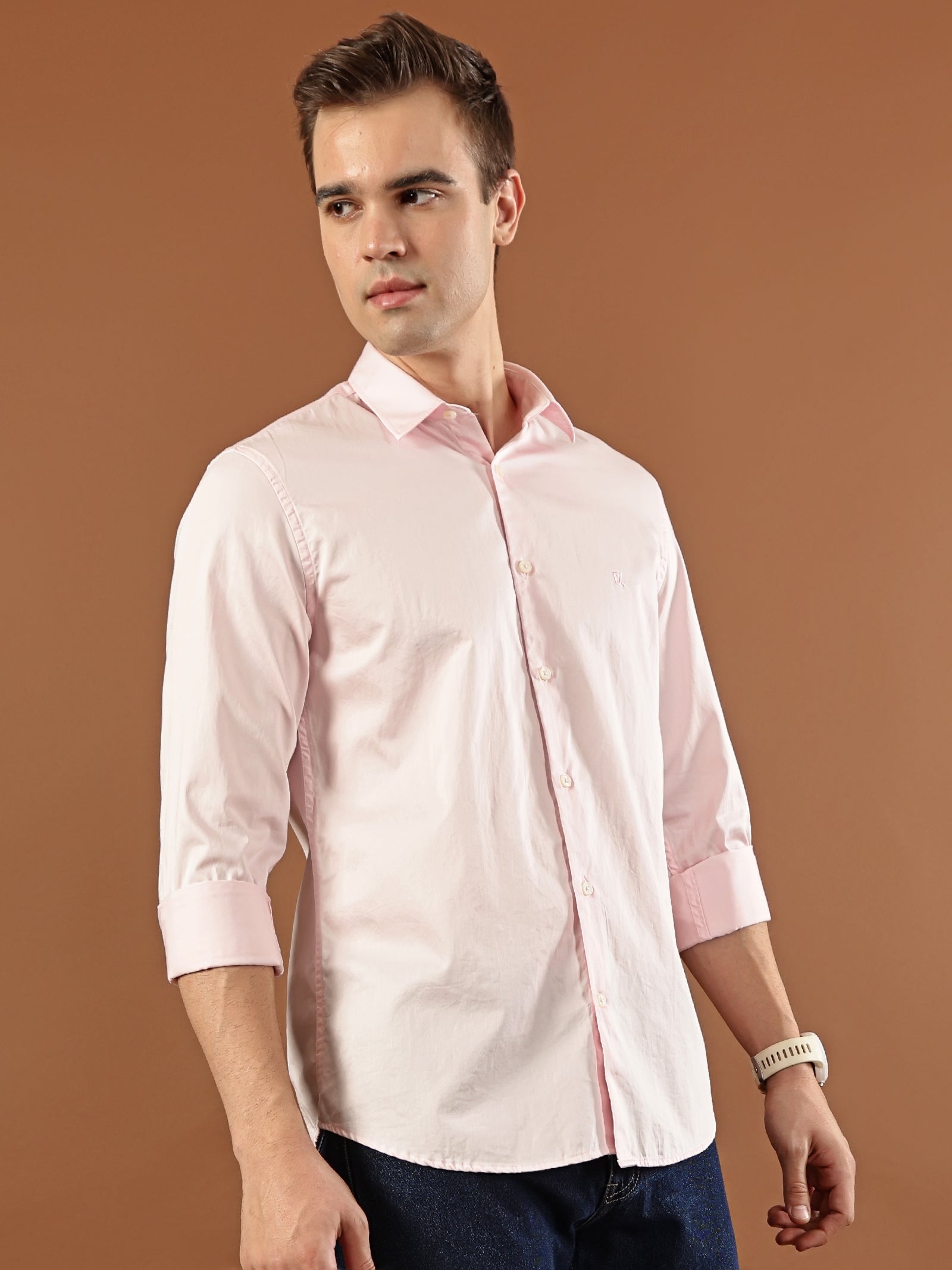 Solid Cotton Shirt – Soft Pink