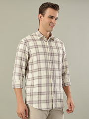 Classic Check Cotton Shirt – Beige & Brown
