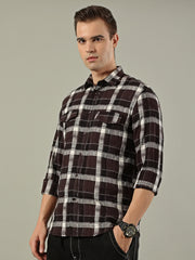 Classic Check Cotton Shirt – Brown & White