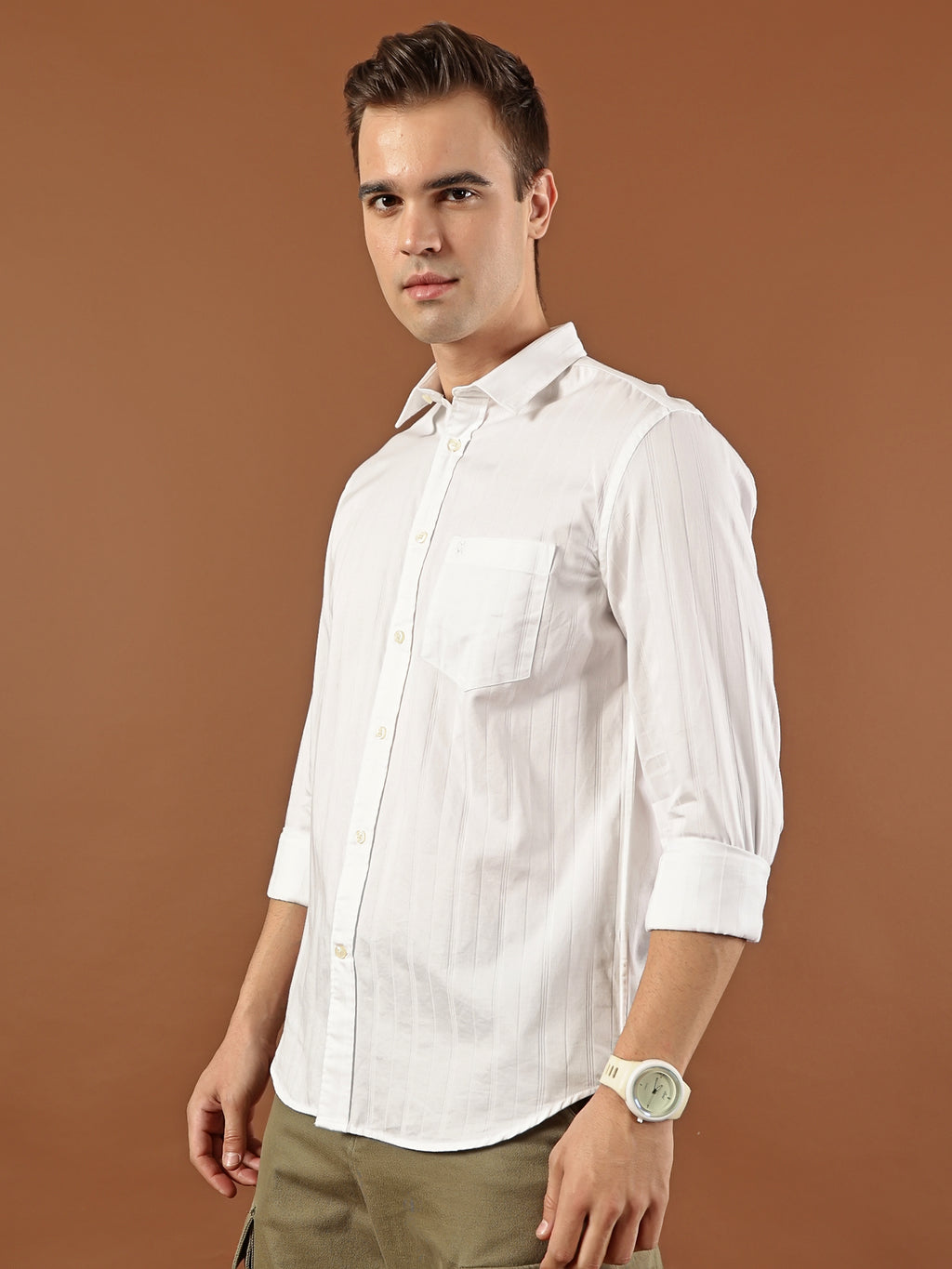 Striped Cotton Shirt – Classic White