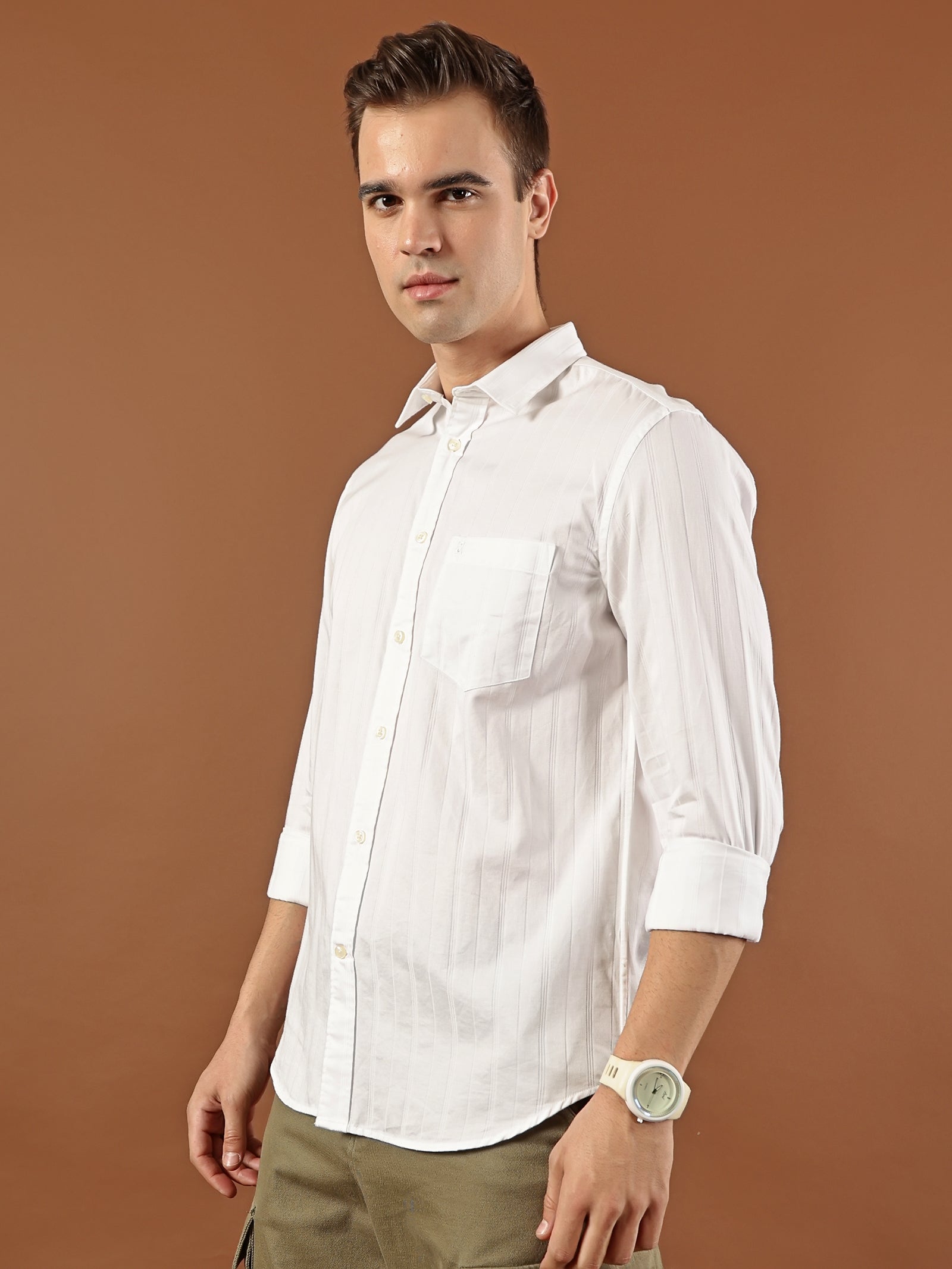 Striped Cotton Shirt – Classic White