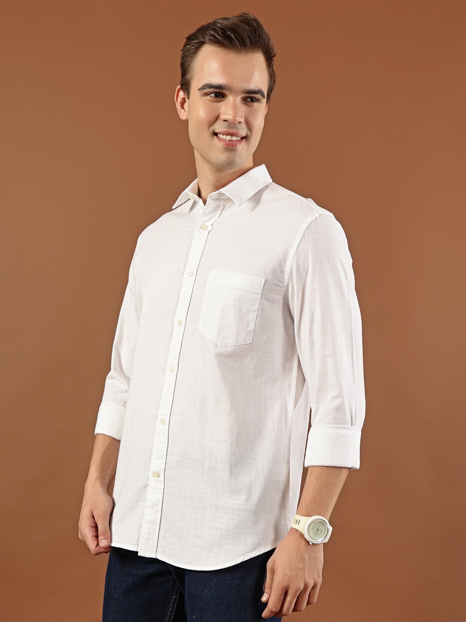 Solid Cotton Shirt – Classic White