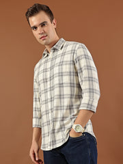 Classic Check Cotton Shirt – Cream & Grey