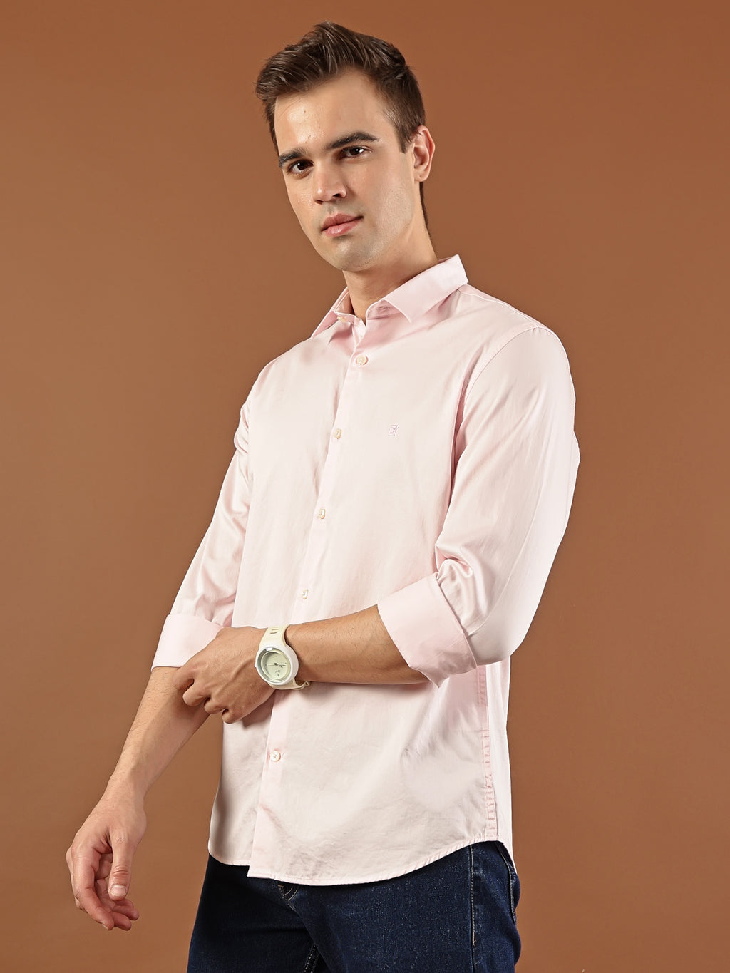 Solid Cotton Shirt – Soft Pink