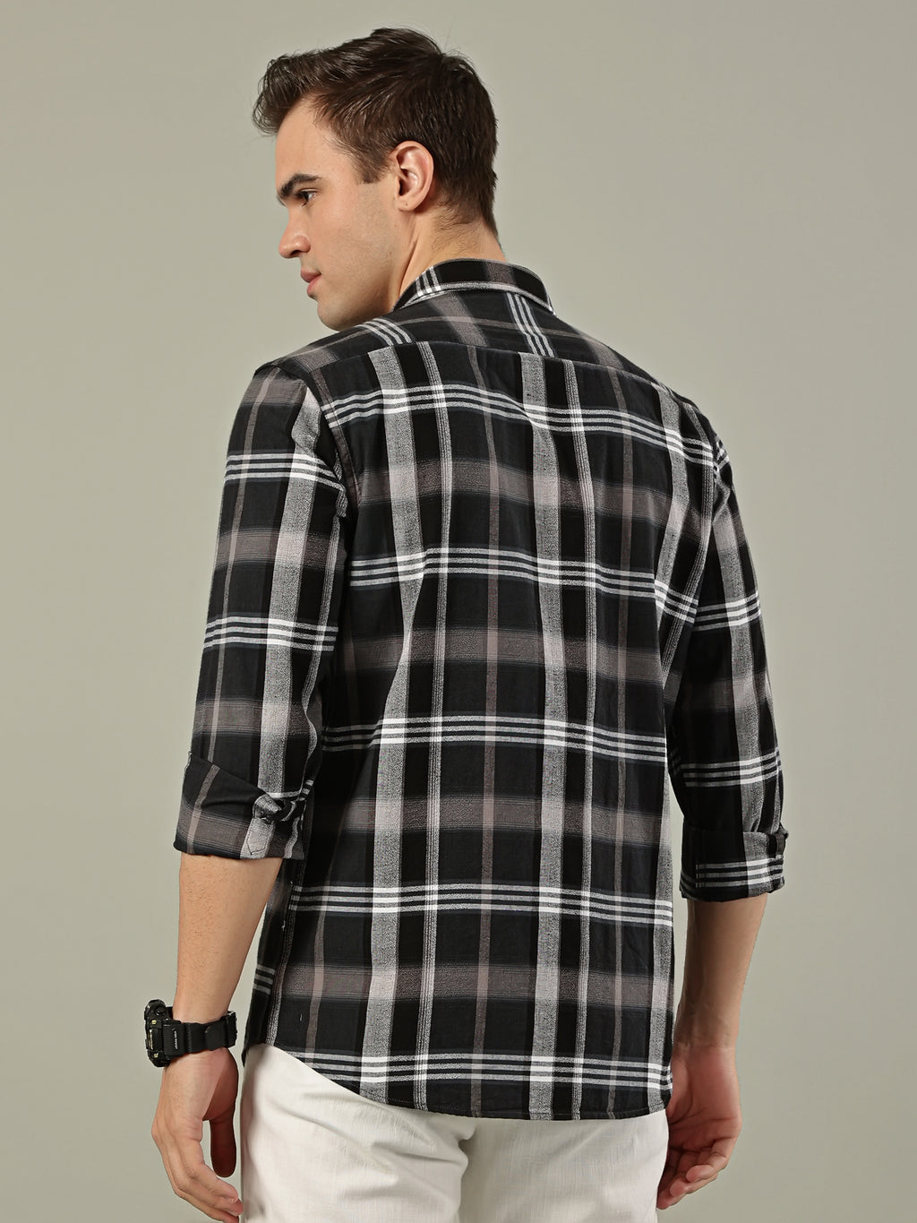 Modern Check Cotton Shirt – Black & White