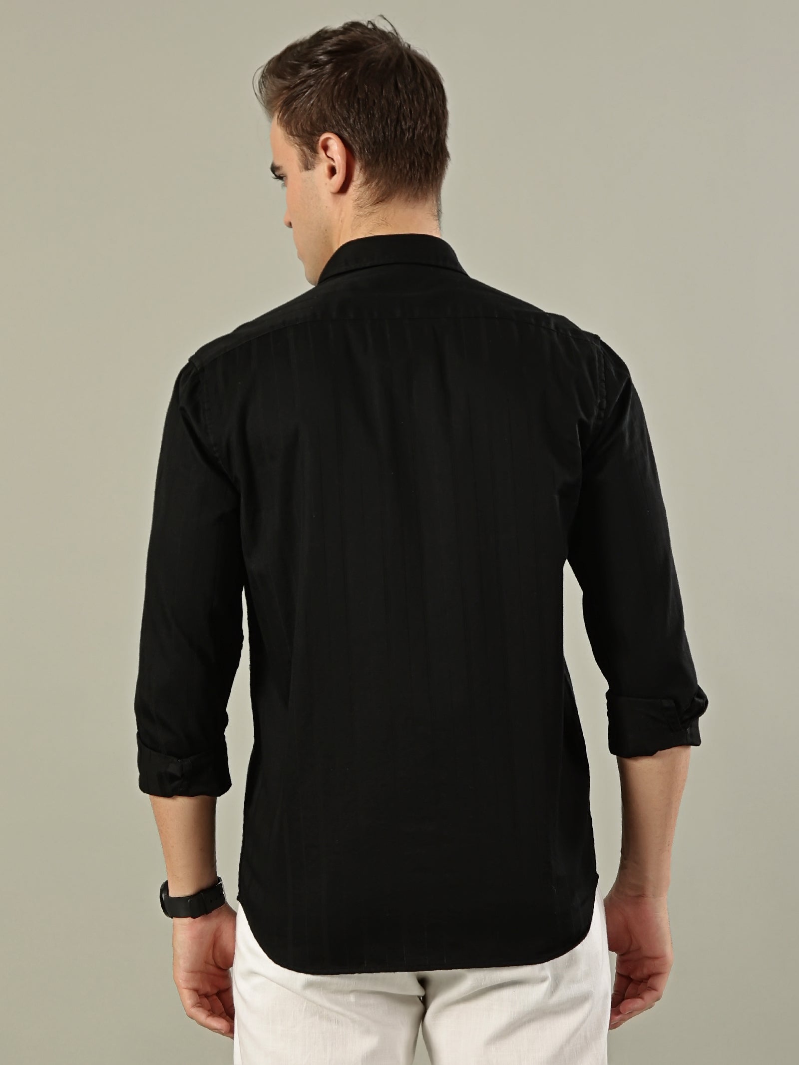 Striped Cotton Shirt – Classic Black