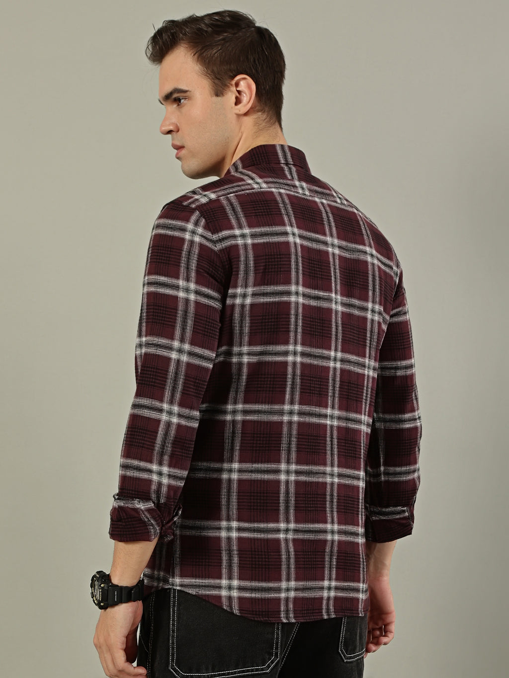 Urban Check Flannel Shirt – Maroon & White