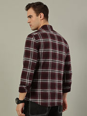 Urban Check Flannel Shirt – Maroon & White