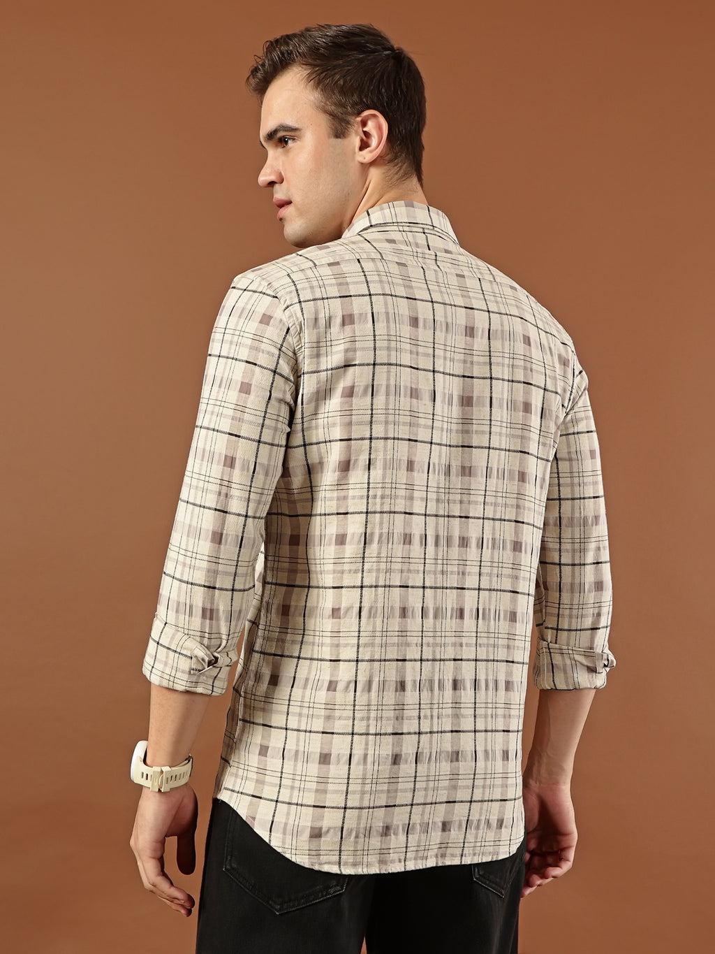 Classic Check Cotton Shirt – Beige Multi