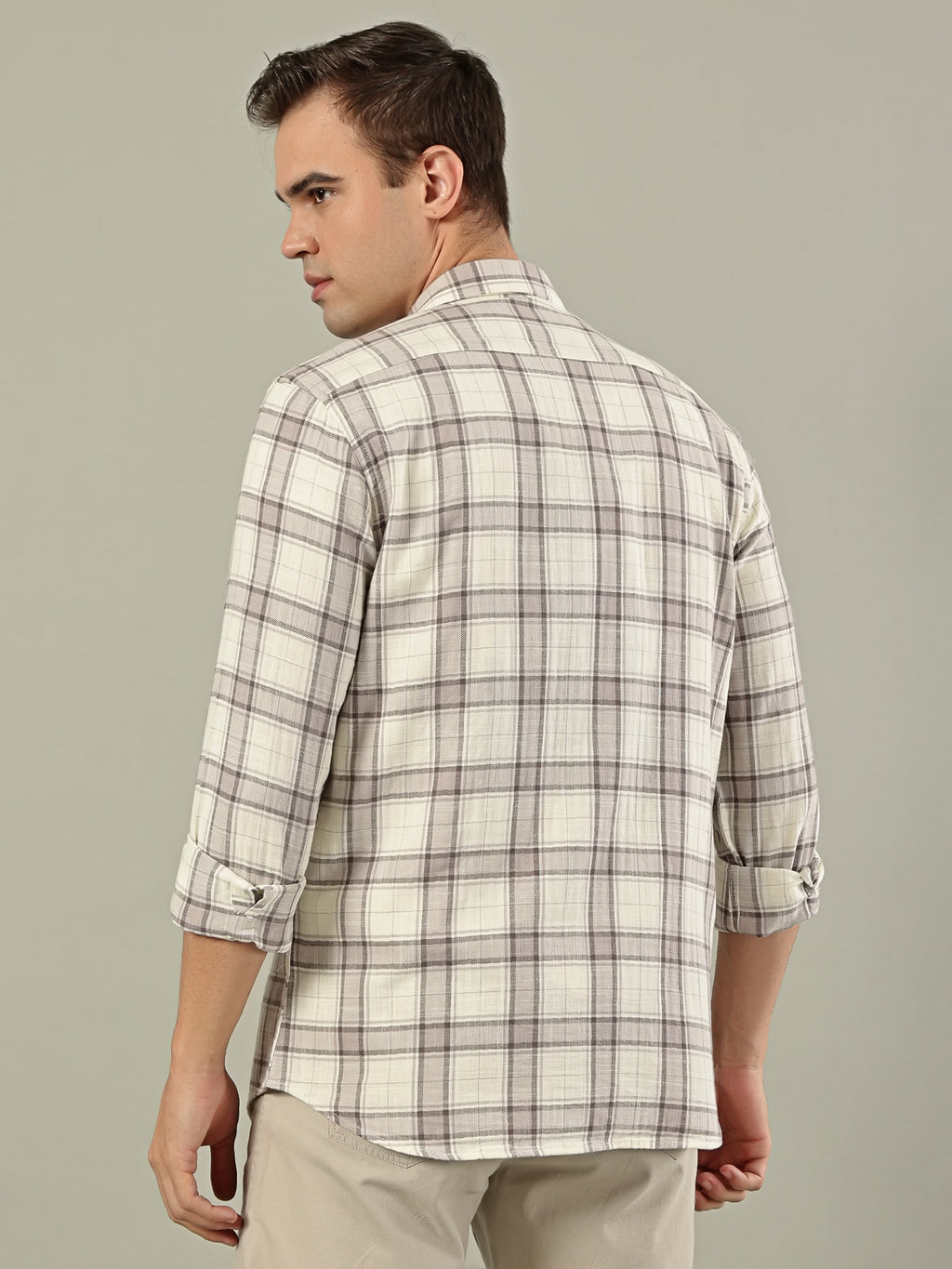 Classic Check Cotton Shirt – Beige & Brown