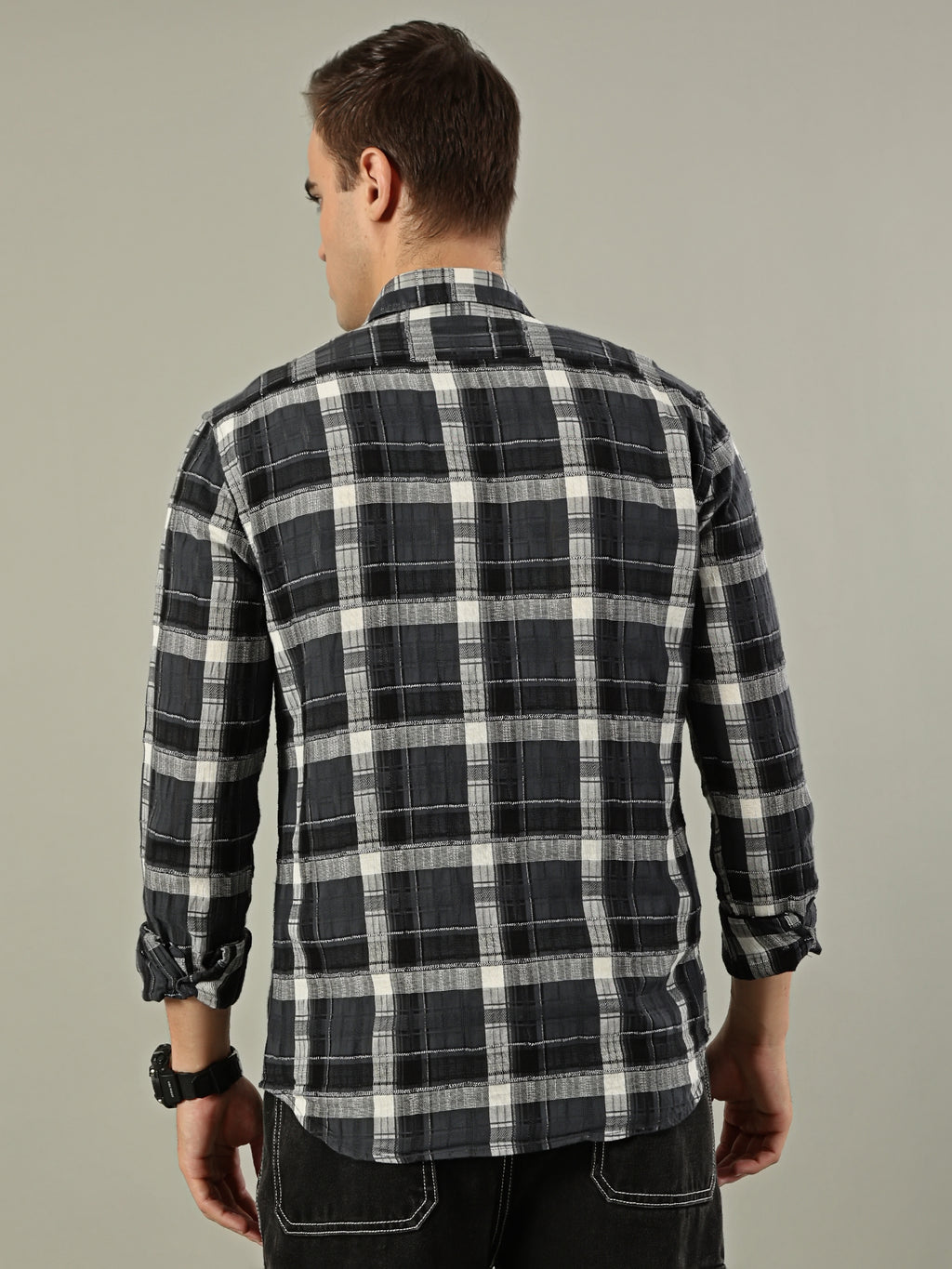 Classic Check Cotton Shirt – Black & Grey