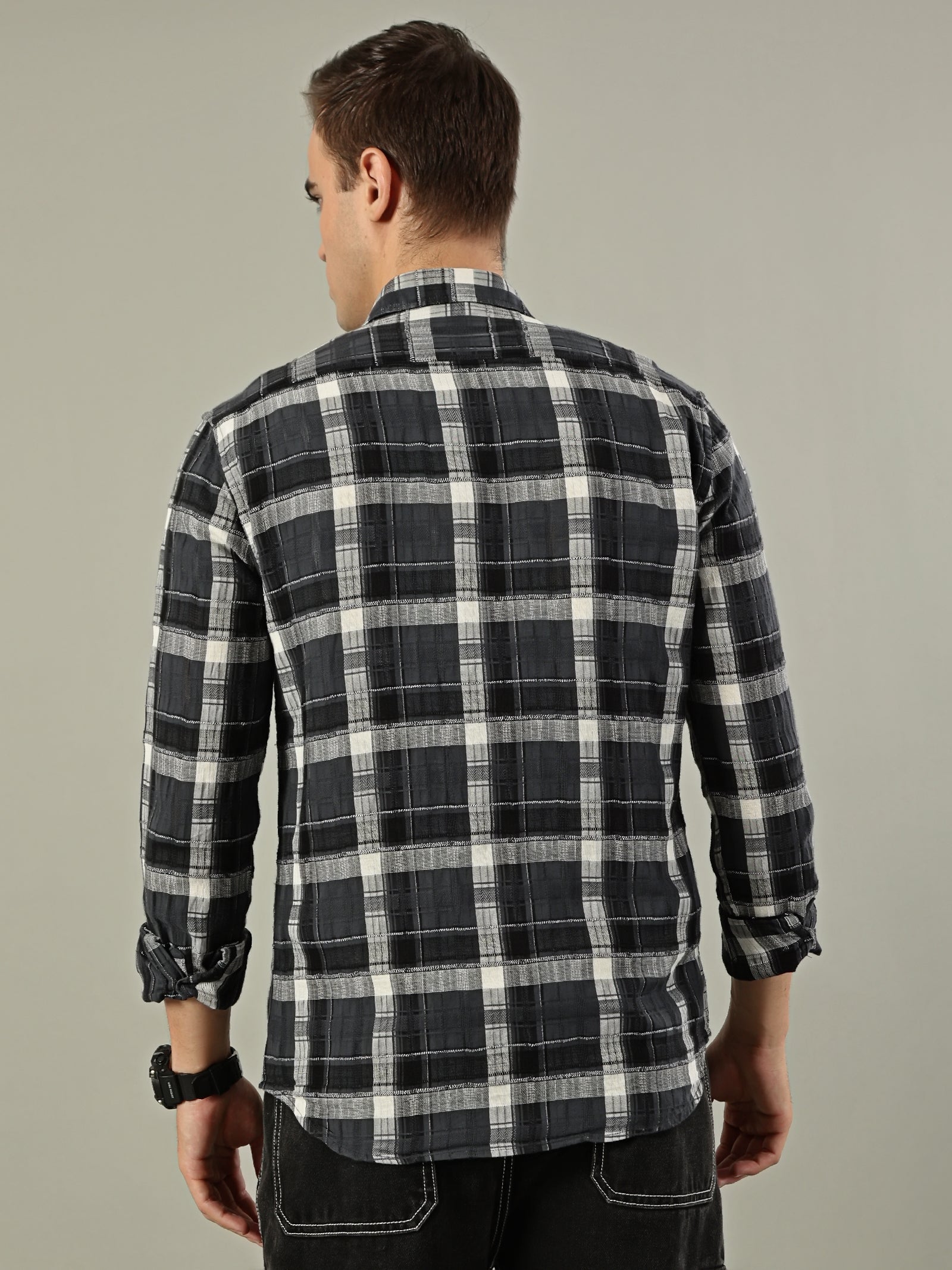 Classic Check Cotton Shirt – Black & Grey