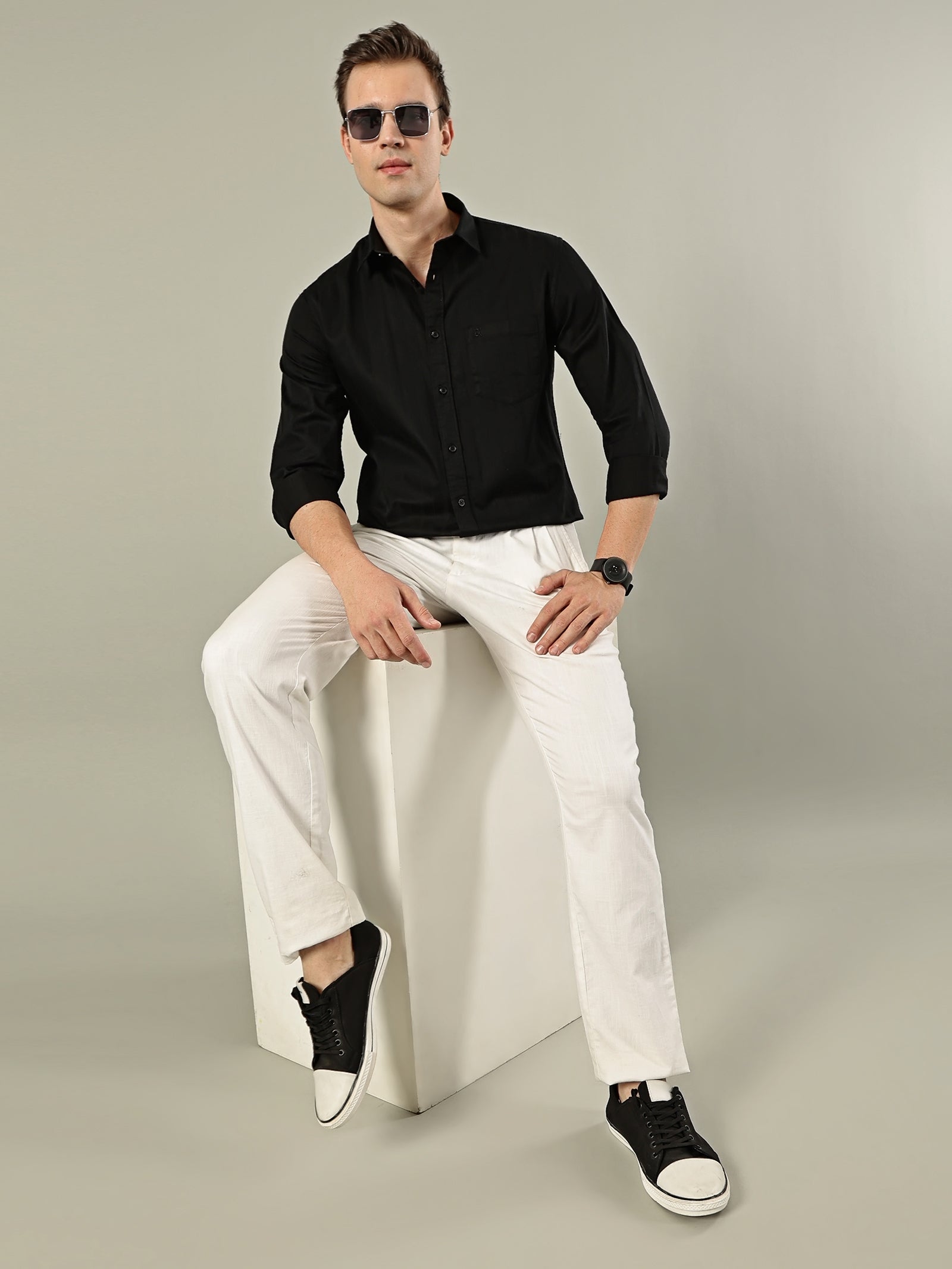 Striped Cotton Shirt – Classic Black