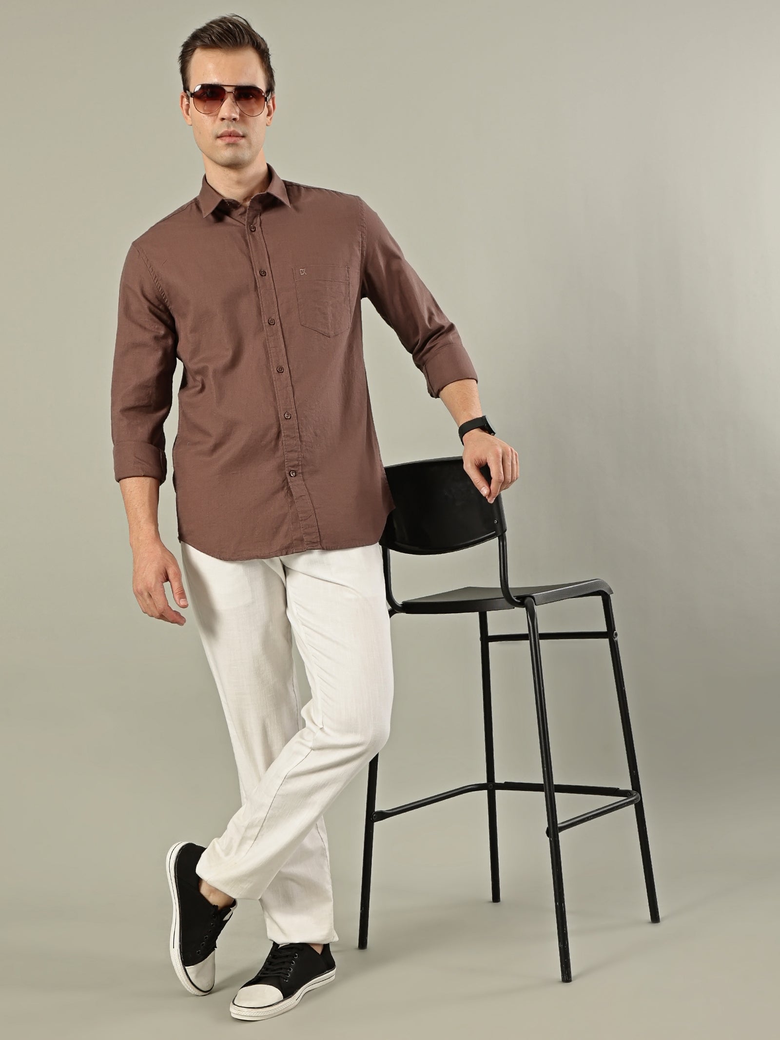 Solid Cotton Shirt – Earth Brown