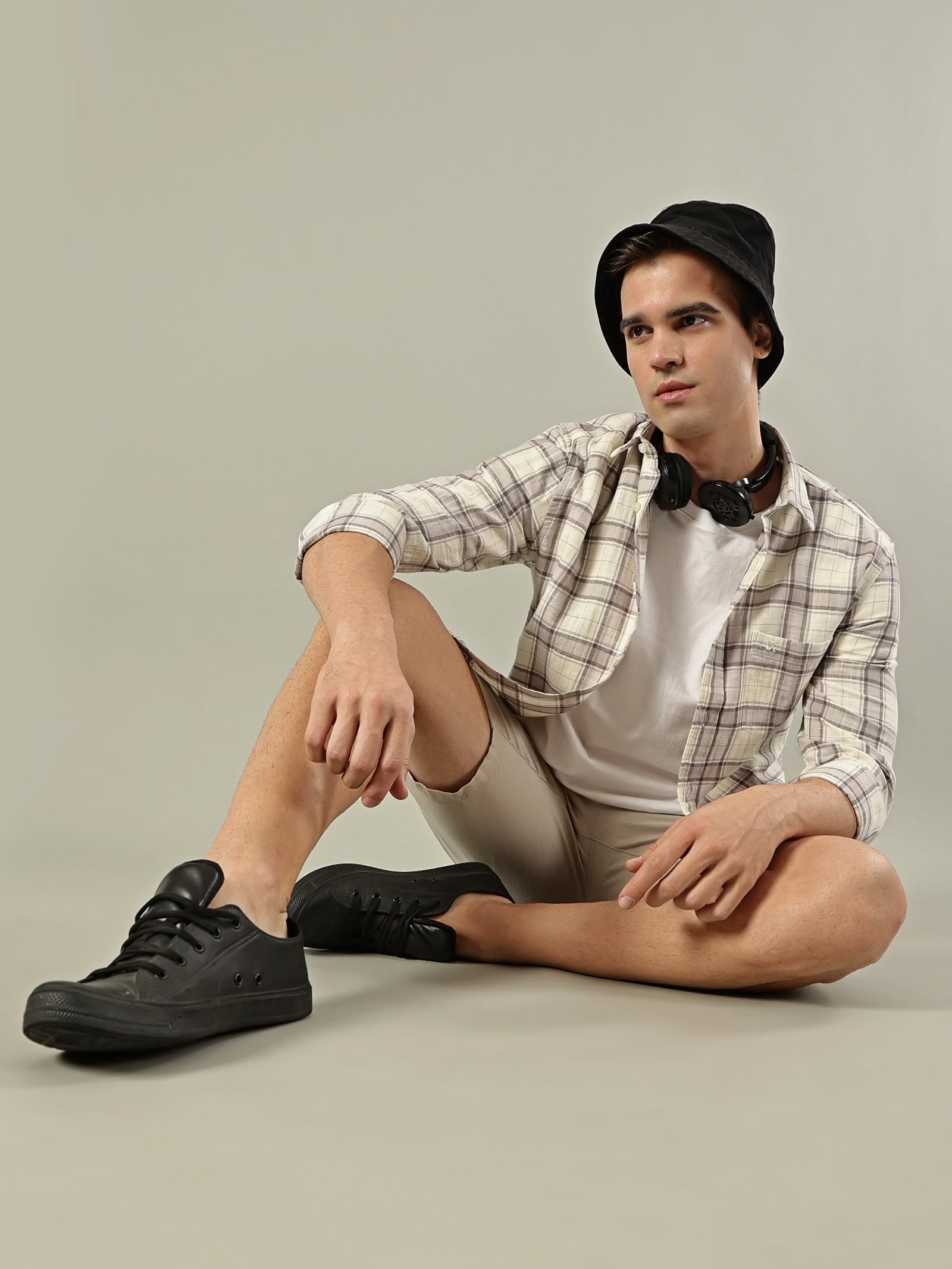 Classic Check Cotton Shirt – Beige & Brown