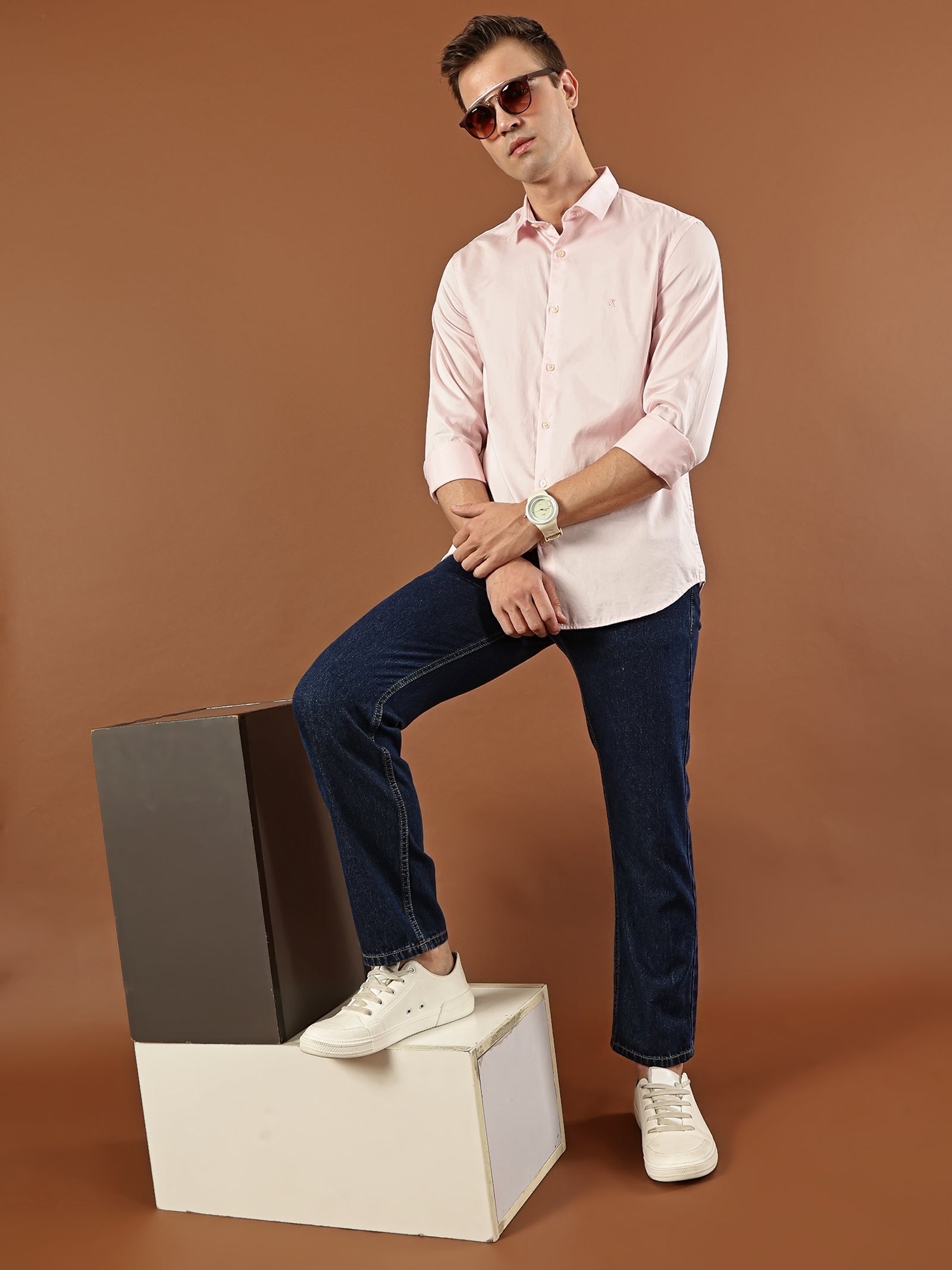 Solid Cotton Shirt – Soft Pink