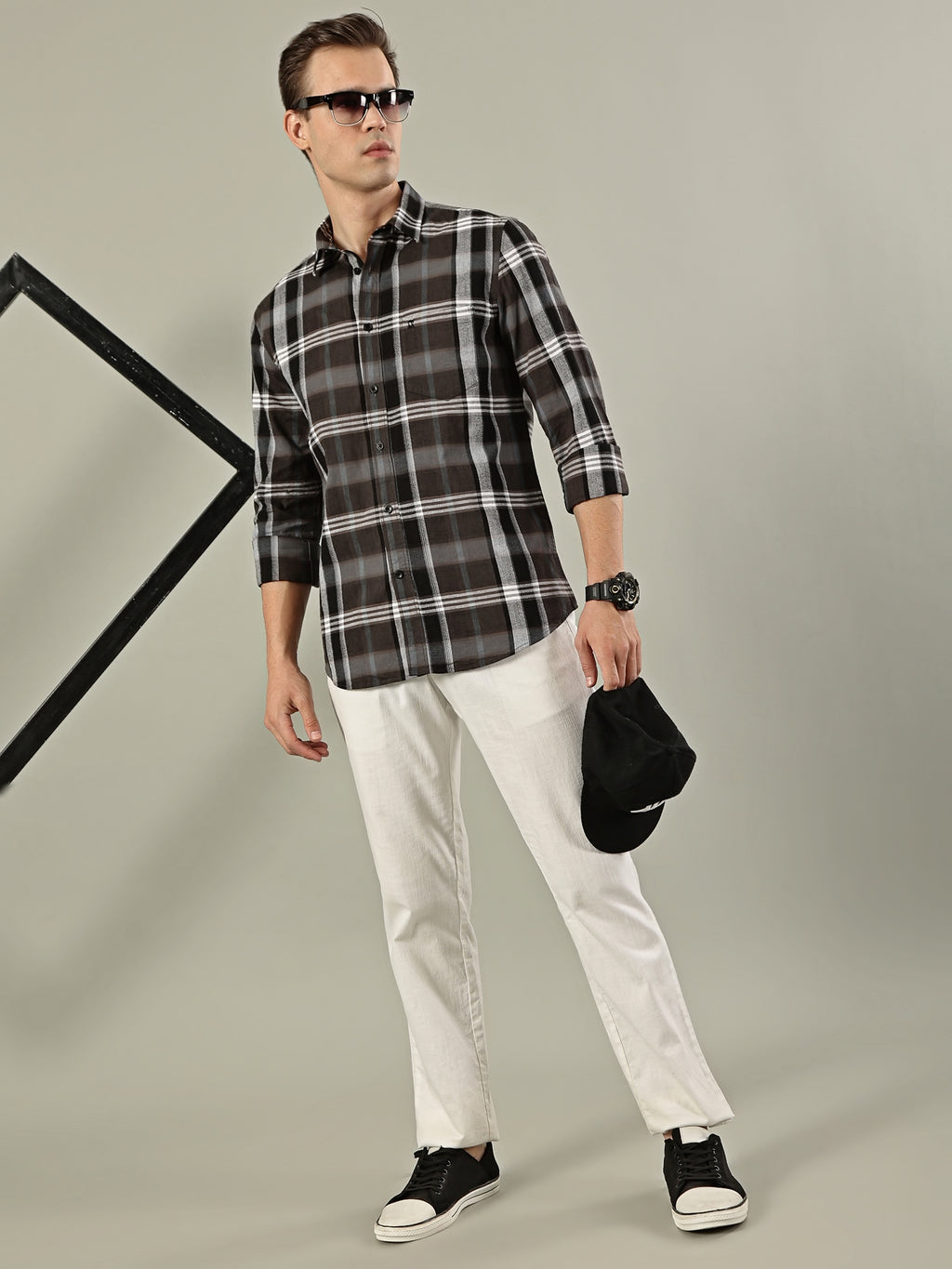 Classic Check Cotton Shirt – Brown & Black