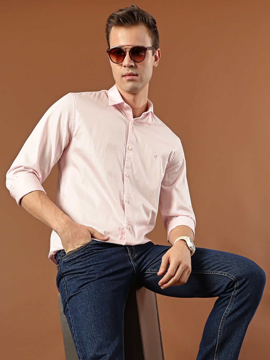 Solid Cotton Shirt – Soft Pink