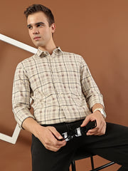 Classic Check Cotton Shirt – Beige Multi