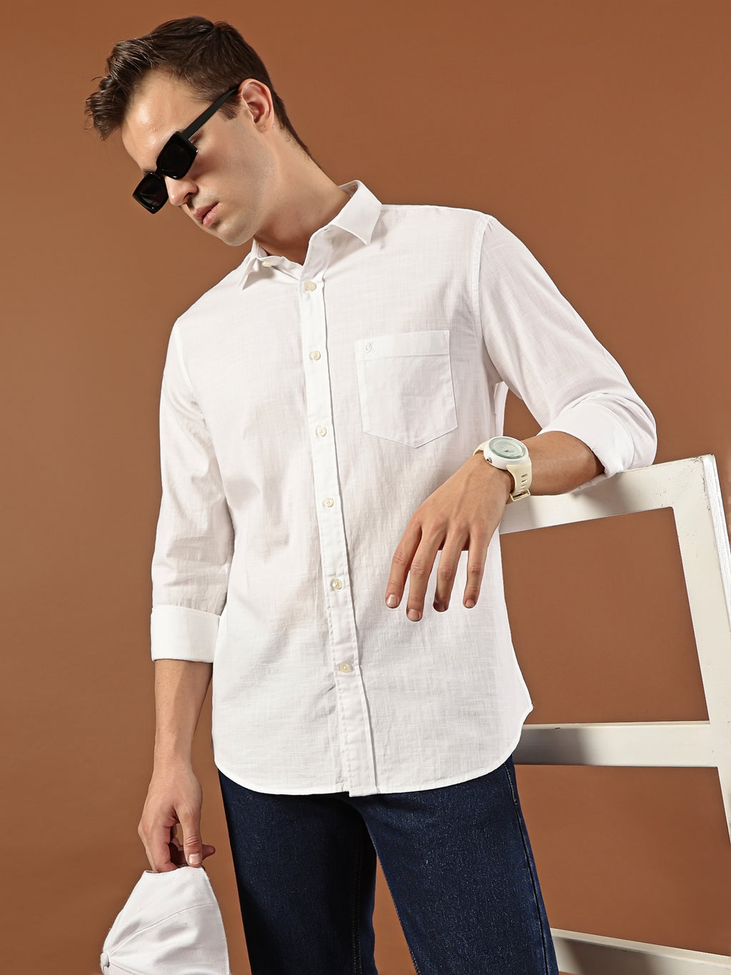 Solid Cotton Shirt – Classic White