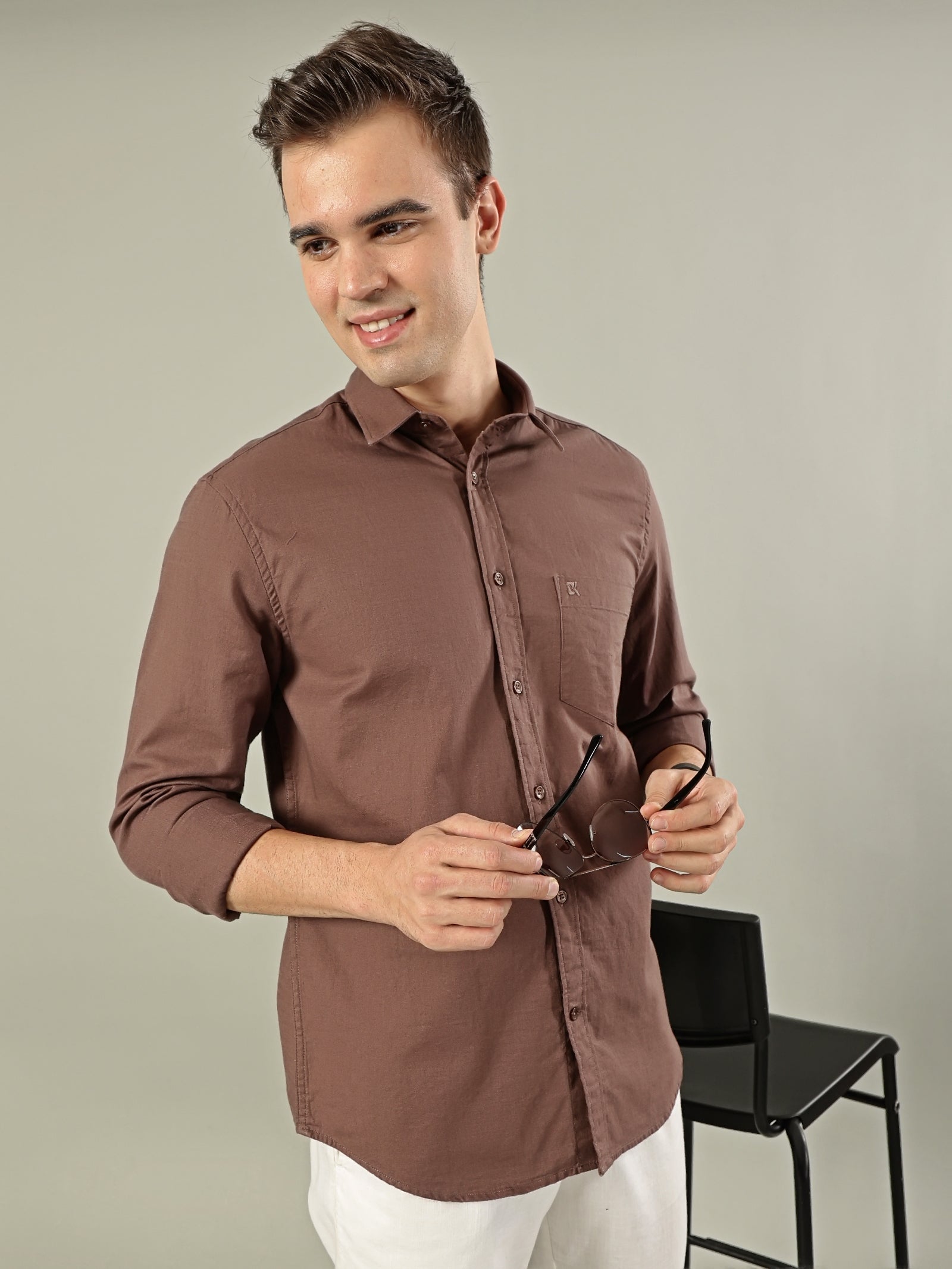 Solid Cotton Shirt – Earth Brown