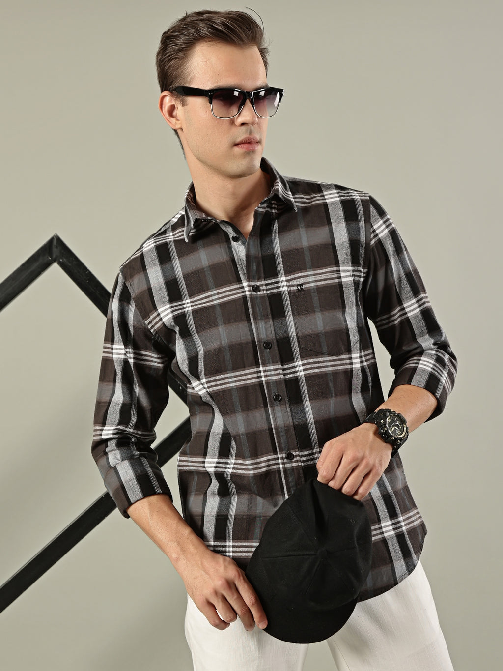 Classic Check Cotton Shirt – Brown & Black