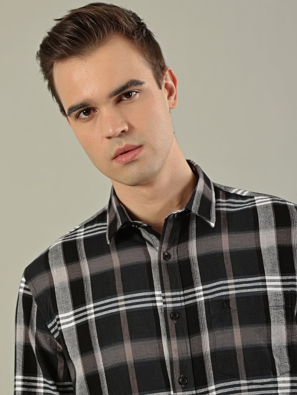 Modern Check Cotton Shirt – Black & White