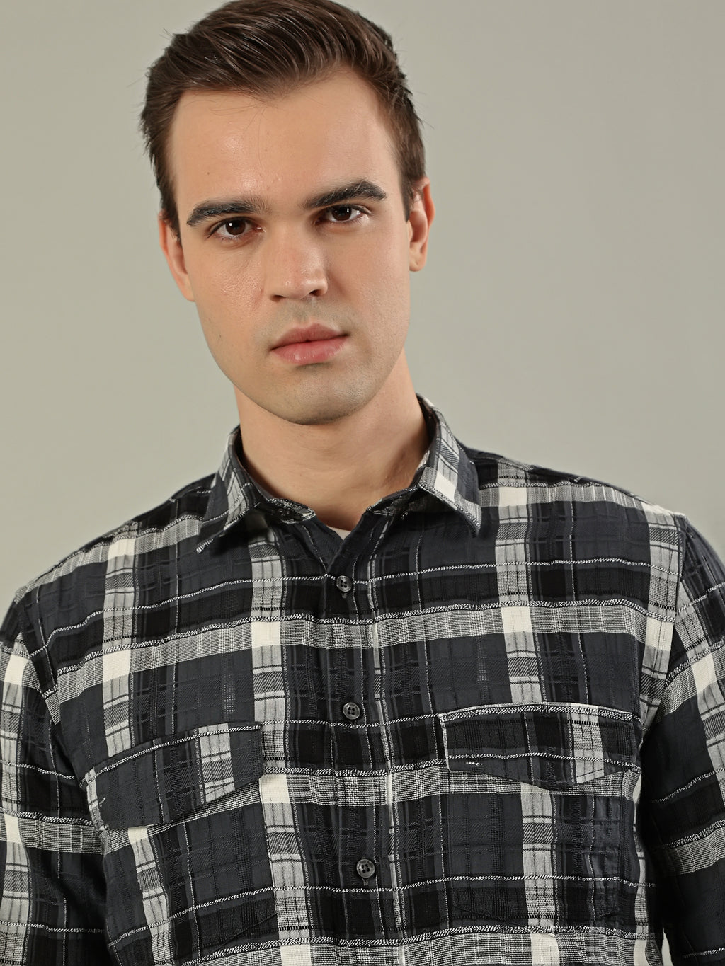 Classic Check Cotton Shirt – Black & Grey