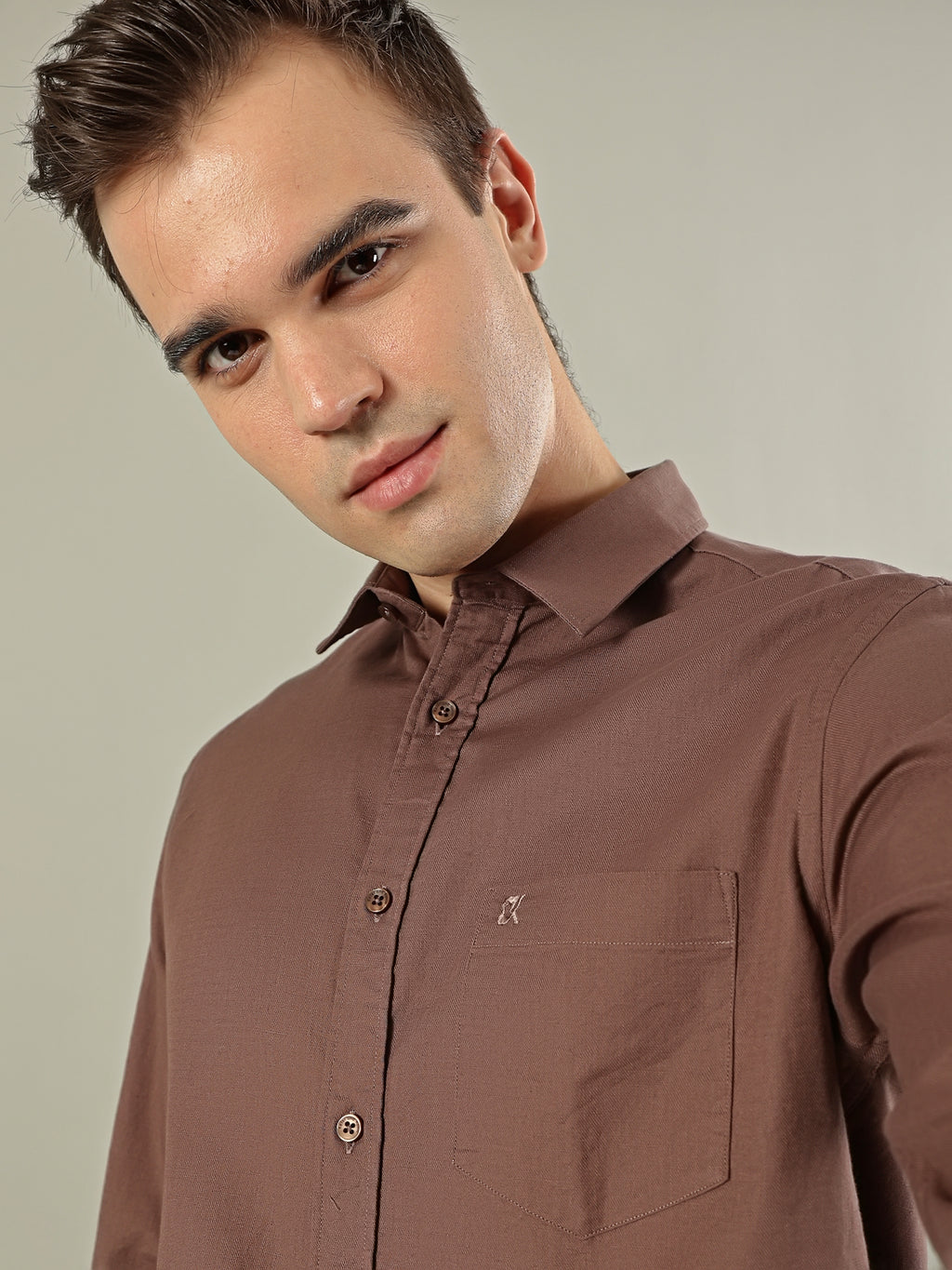 Solid Cotton Shirt – Earth Brown