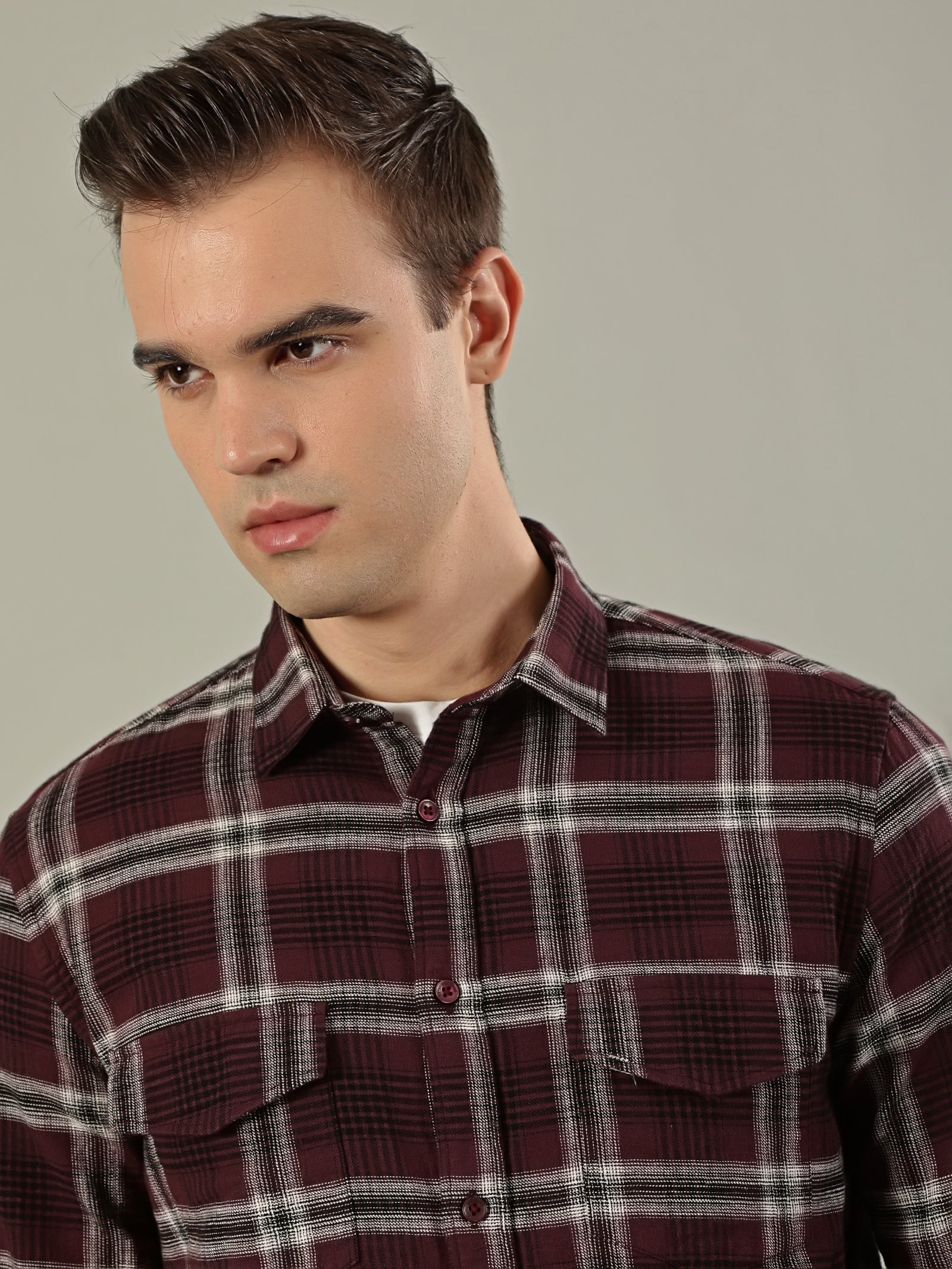 Urban Check Flannel Shirt – Maroon & White