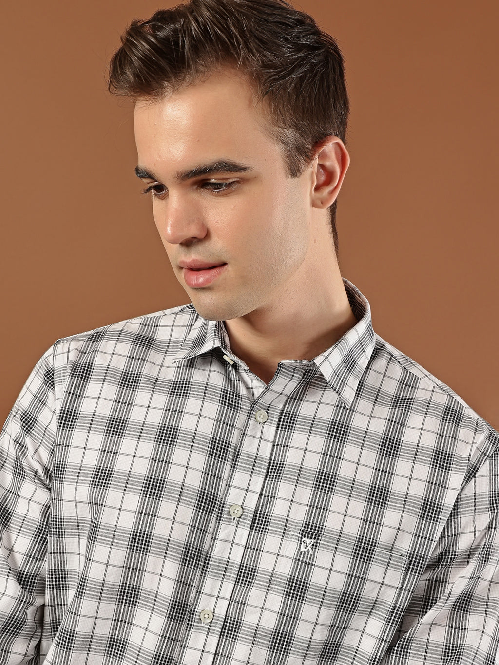 Classic Check Cotton Shirt – White & Black