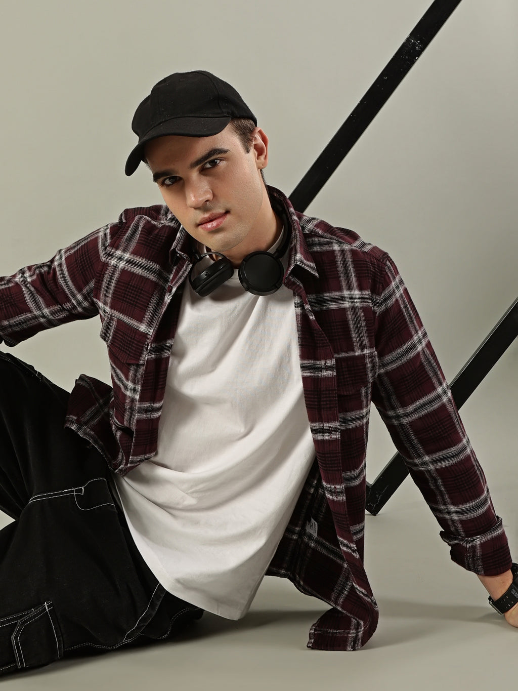 Urban Check Flannel Shirt – Maroon & White