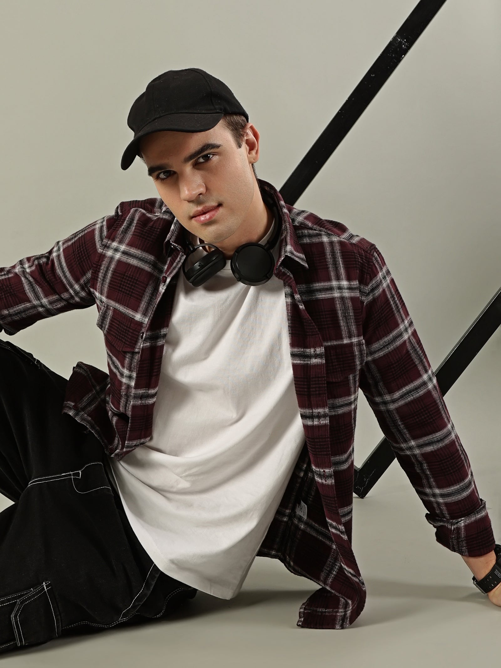 Urban Check Flannel Shirt – Maroon & White